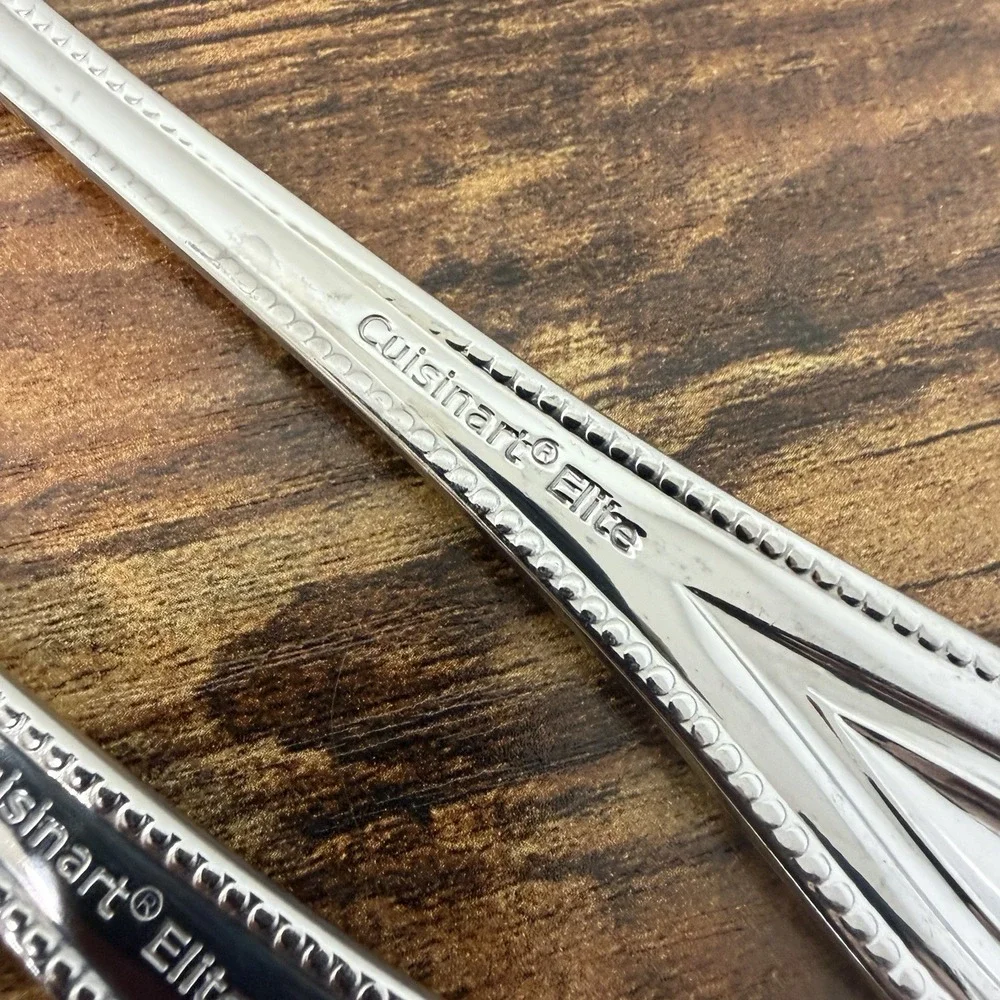 Cuisinart Elite FAMPOUX Dinner Forks 2pcs Stainless Flatware Beaded Outline